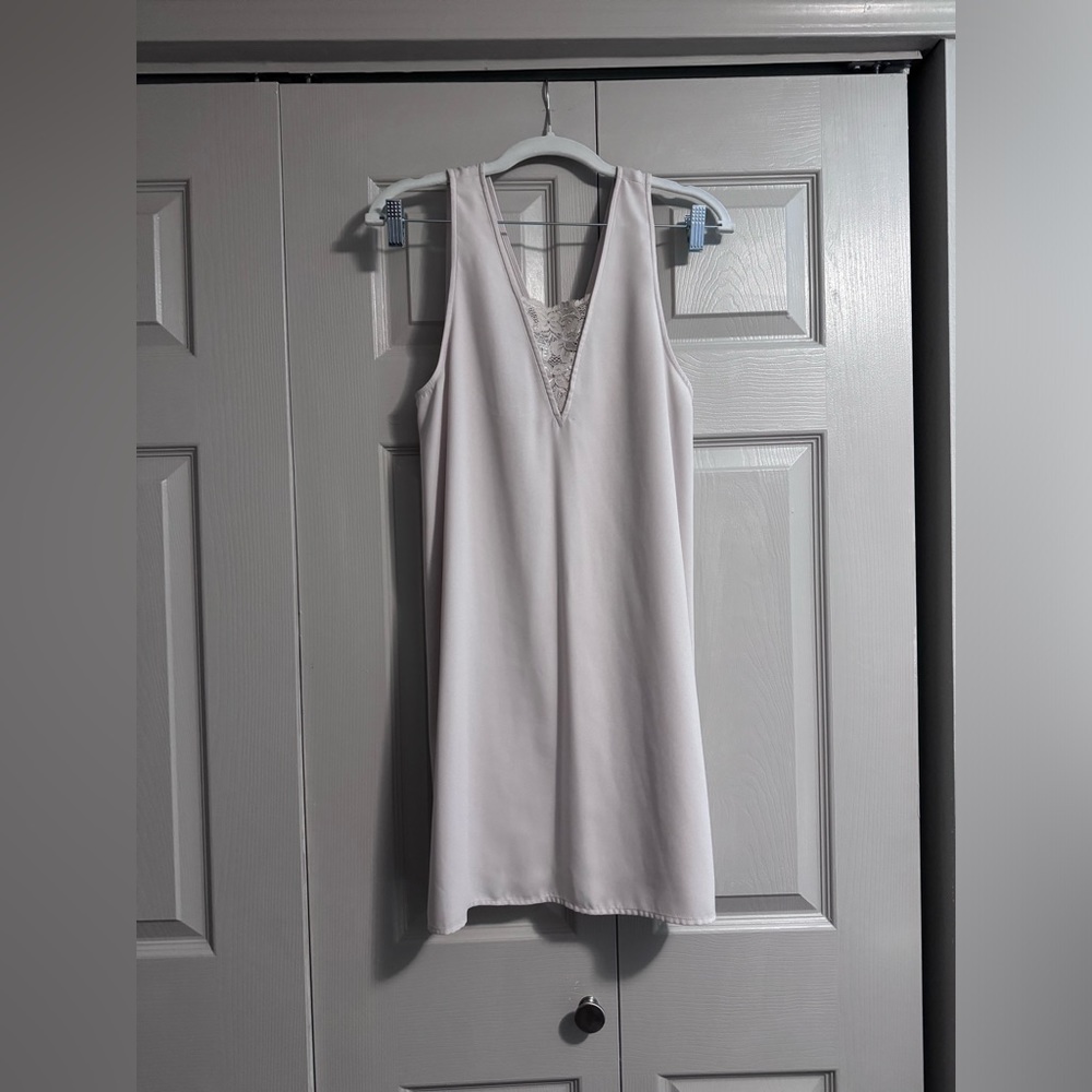 Tildon Cream Slip Dress with Lace Insert